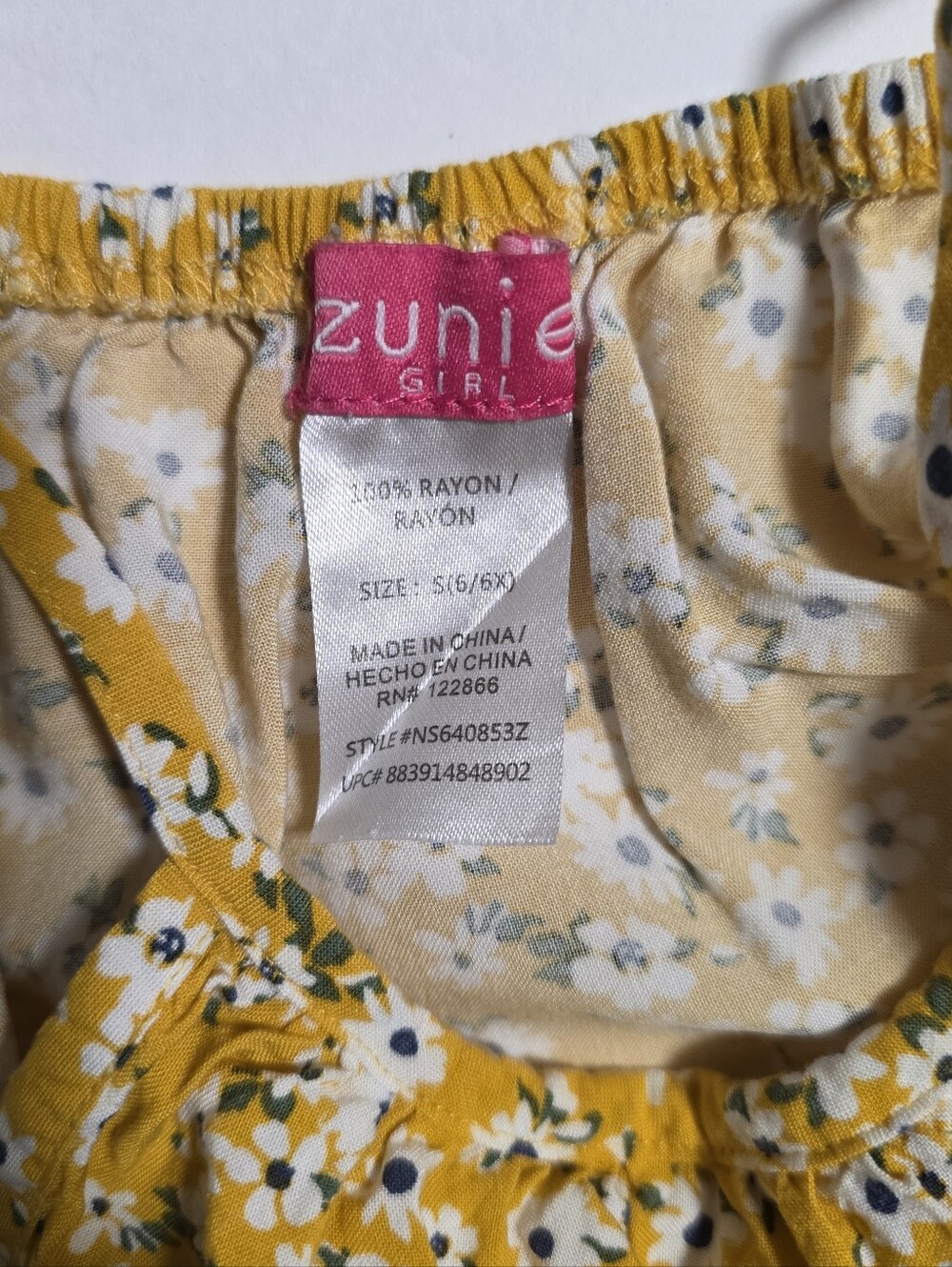 Girls' Size S (6/6X) Zunie Yellow Floral Tank Top & Shorts Set - Picture 5 of 6